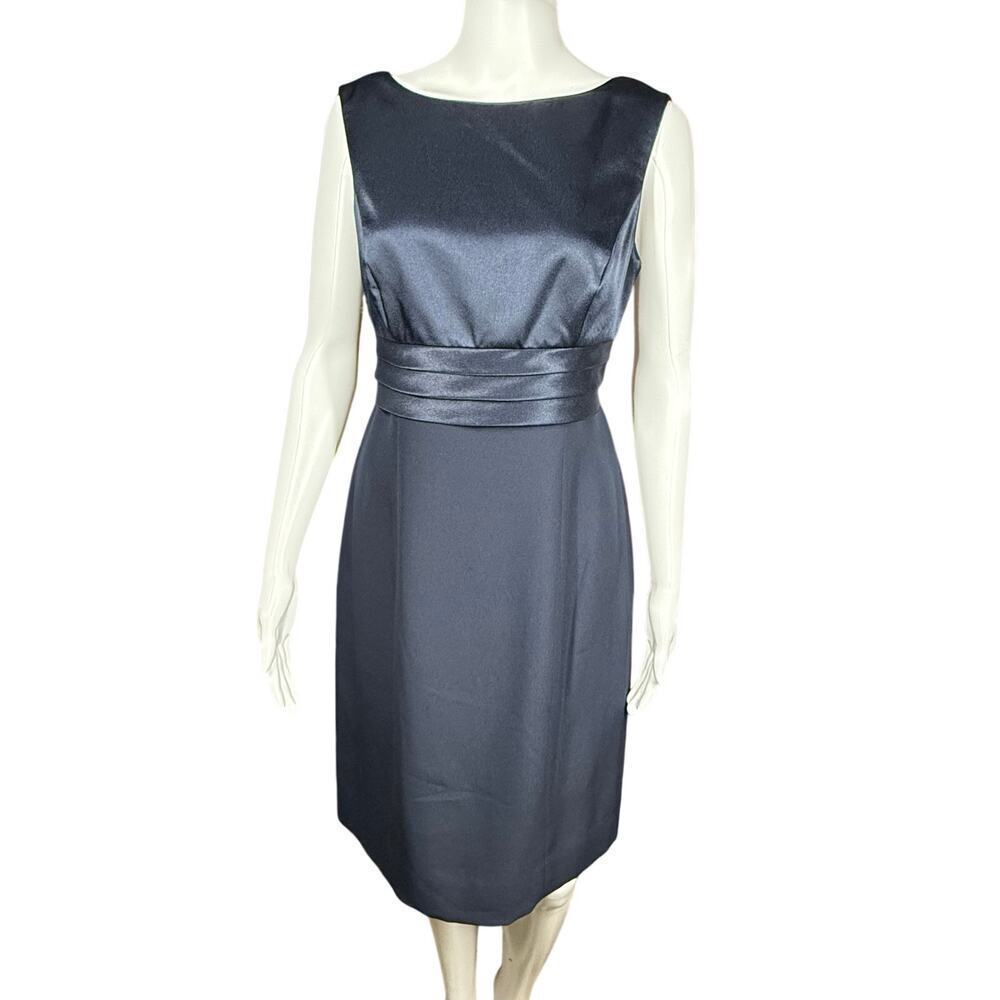 90s Vintage Liz Claiborne Night Navy Cocktail Sheath Dress Size 10